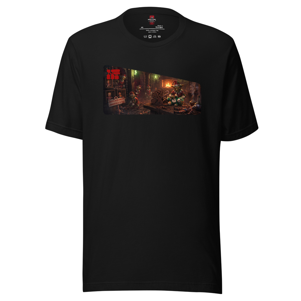 Santa's Wicked Workshop Unisex Tee, flat front
