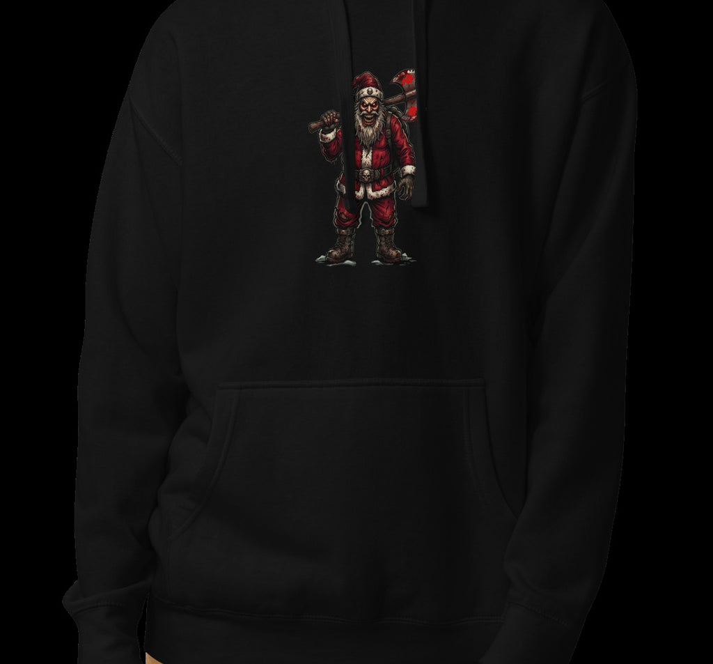 Santa Clause Unisex Hoodie, Black, model wearing hoodie