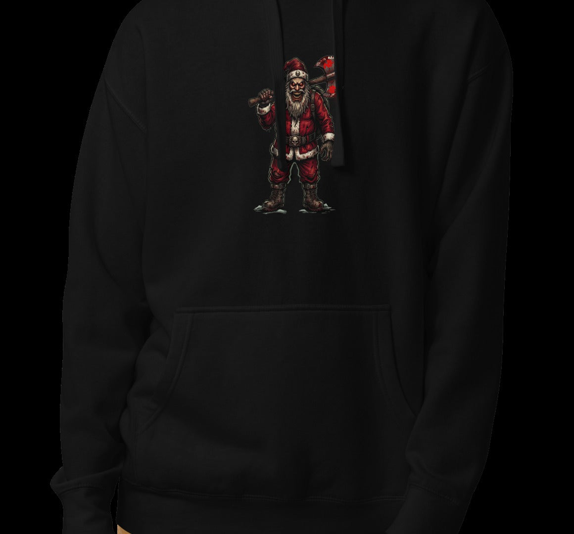 Santa Clause Unisex Hoodie, Black, model wearing hoodie