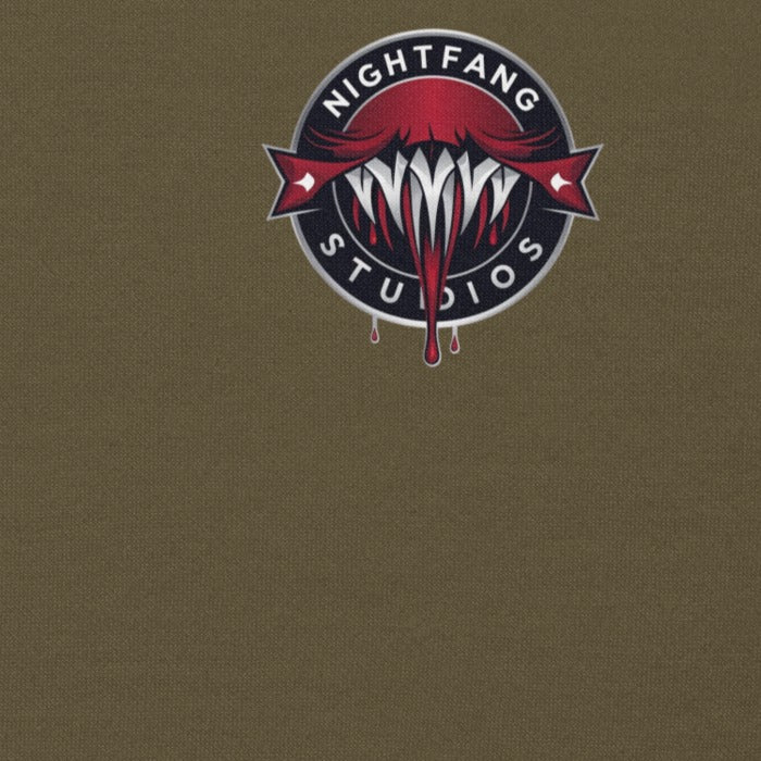 Santa Clause Signature Hoodie, Military Green, front logo close-up