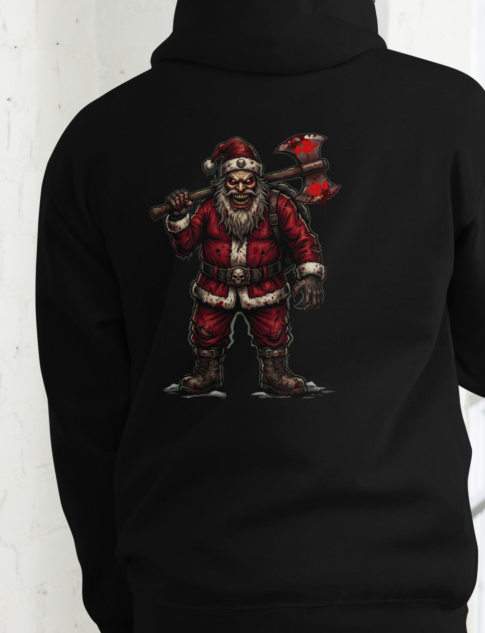 Santa Clause Signature Hoodie, Black, back, model wearing hoodie