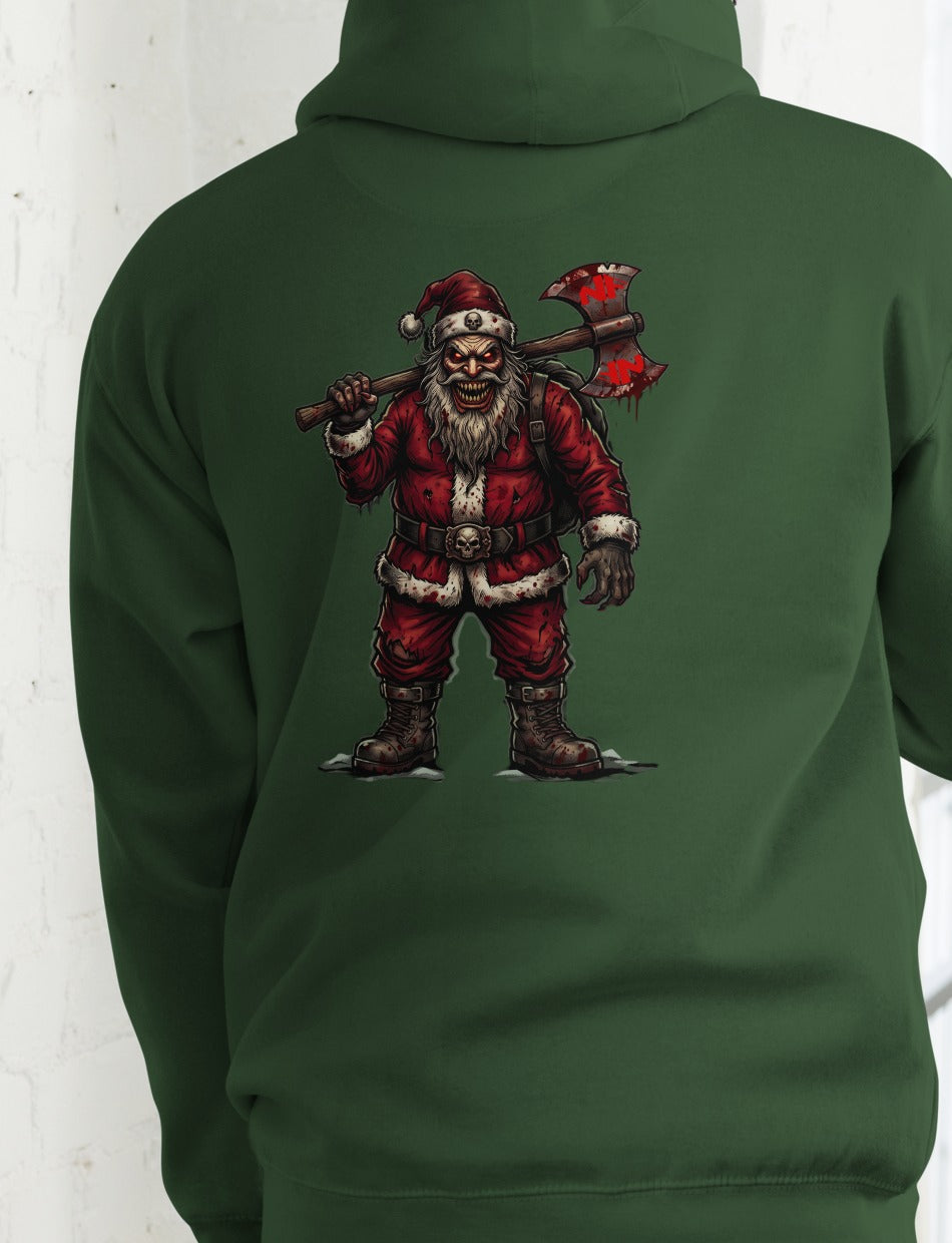 Santa Clause Signature Hoodie, Forest Green, back, model wearing hoodie