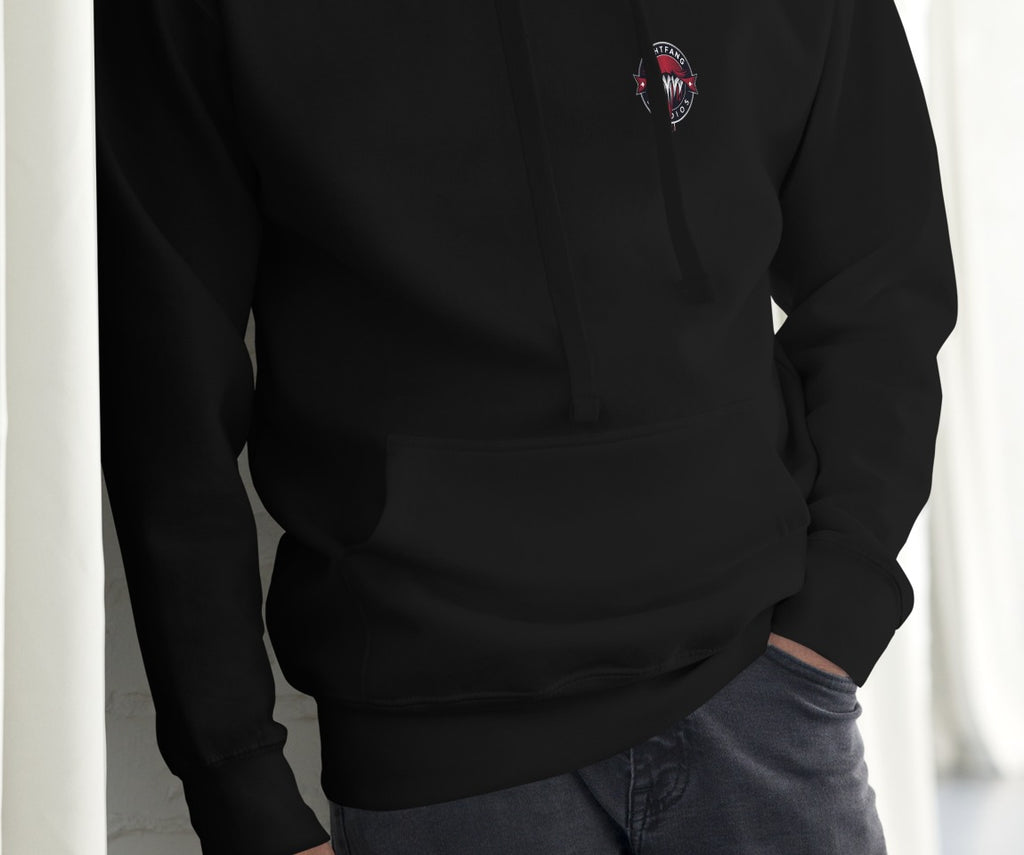 Santa Clause Signature Hoodie, Black, front, model wearing hoodie