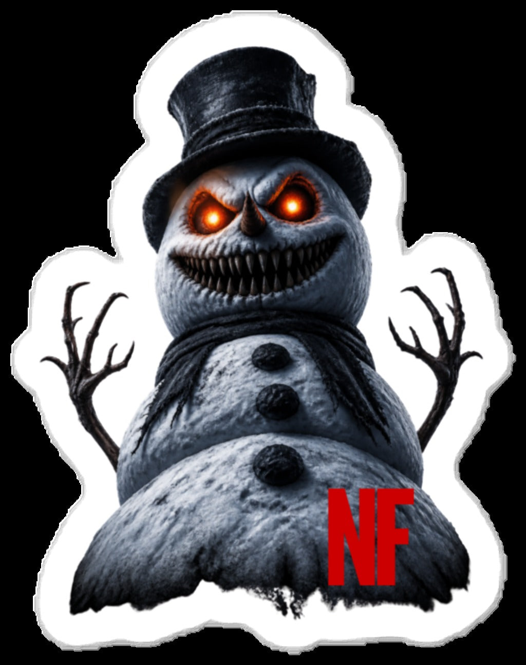 Horrible Snowman Vinyl Sticker, die-cut snowman