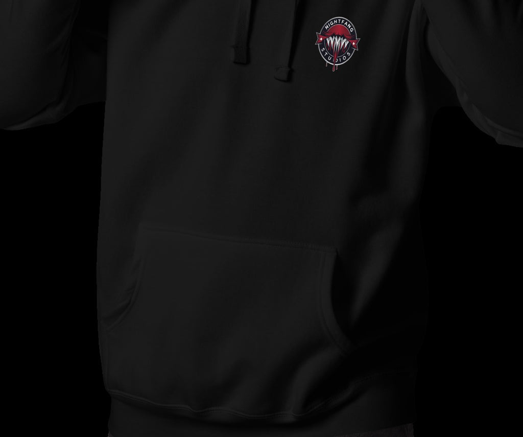 Horrible Snowman Signature Hoodie, Black, front, model wearing hoodie