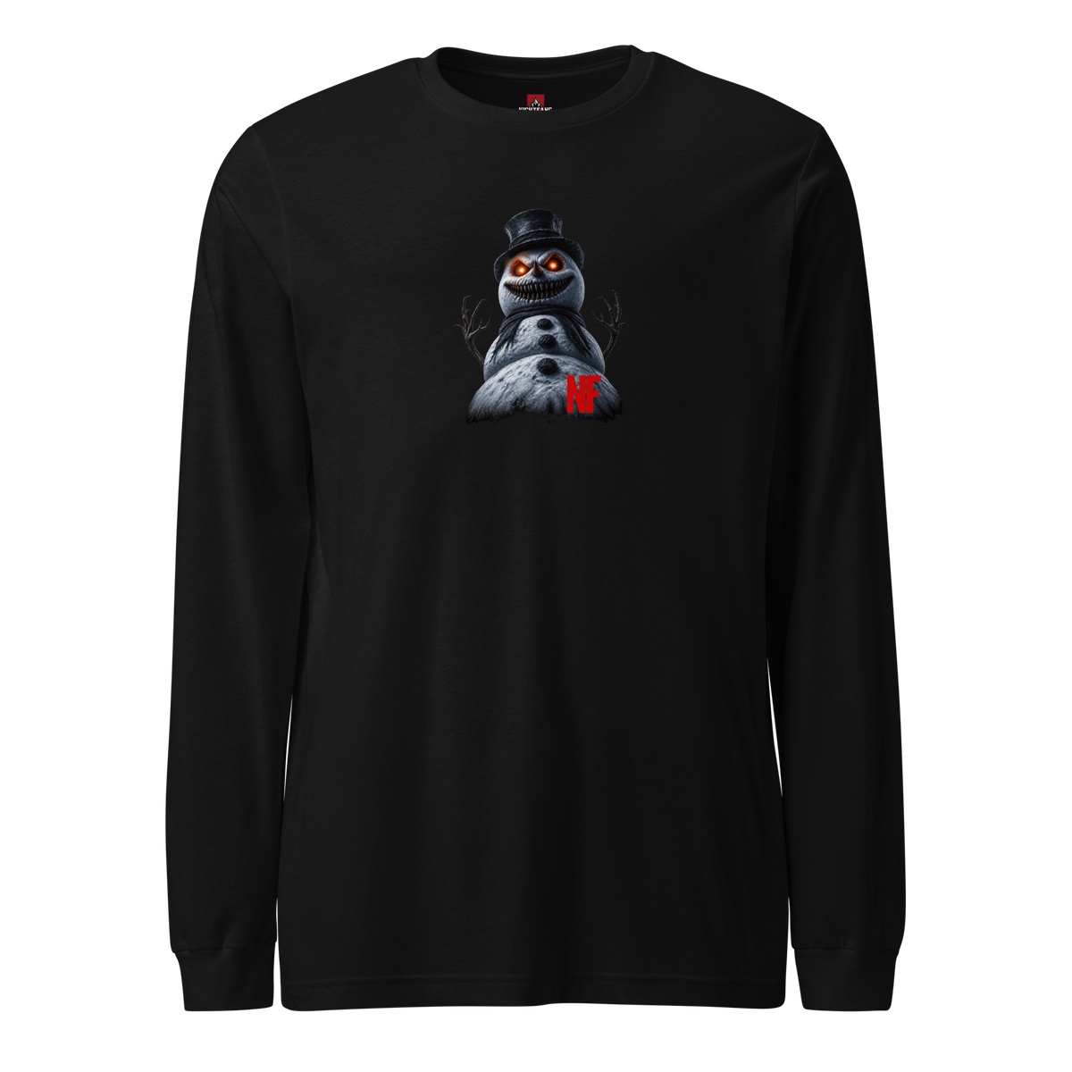 Horrible Snowman Unisex Long Sleeve Tee, Black, flat front