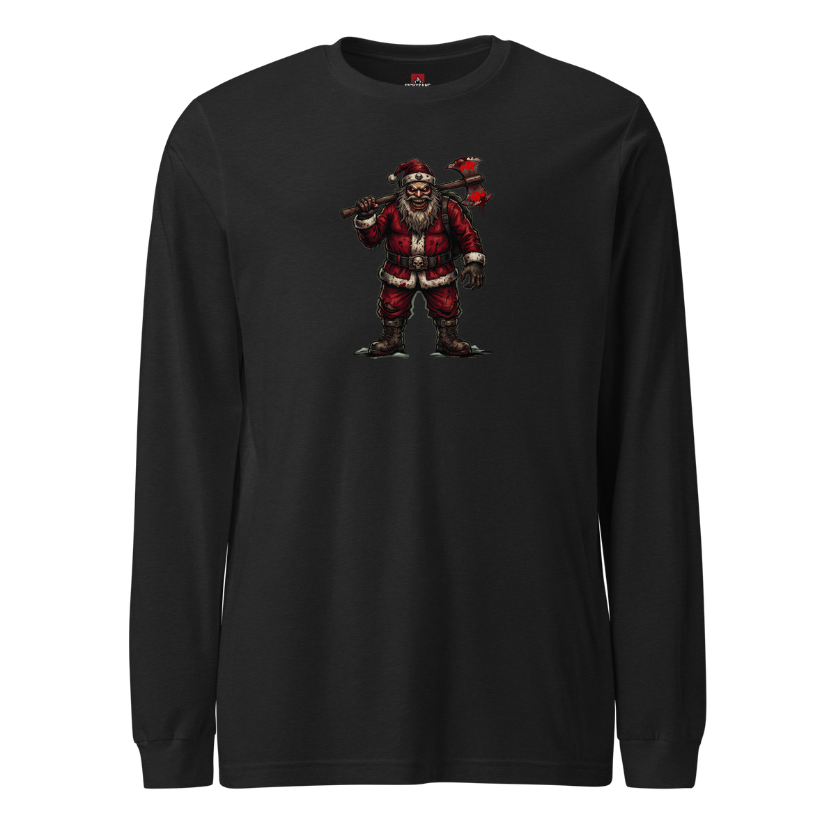 Santa Clause Unisex Long Sleeve Tee, Black Heather, flat front
