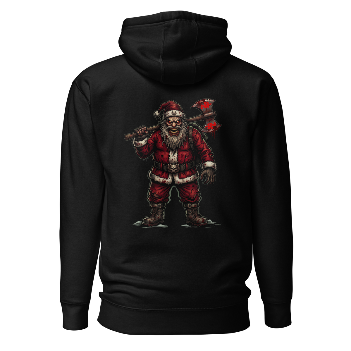 Santa Clause Signature Front & Back Unisex Hoodie, Black, flat back