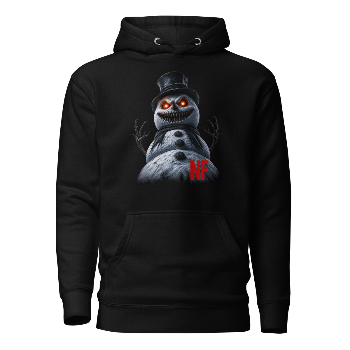 Horrible Snowman Unisex Hoodie, Black, flat front