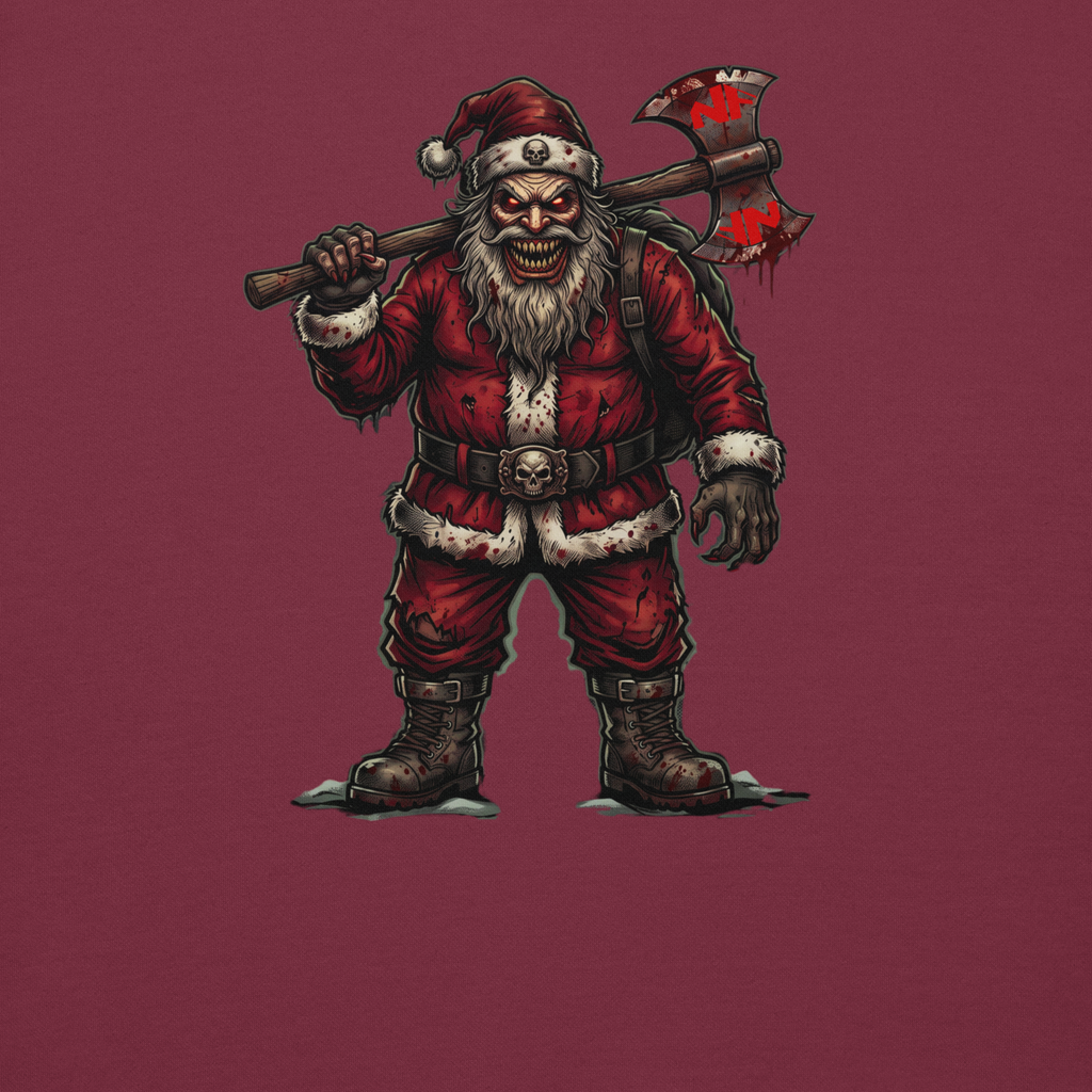 Santa Clause Signature Front & Back Unisex Hoodie, Maroon, flat back
