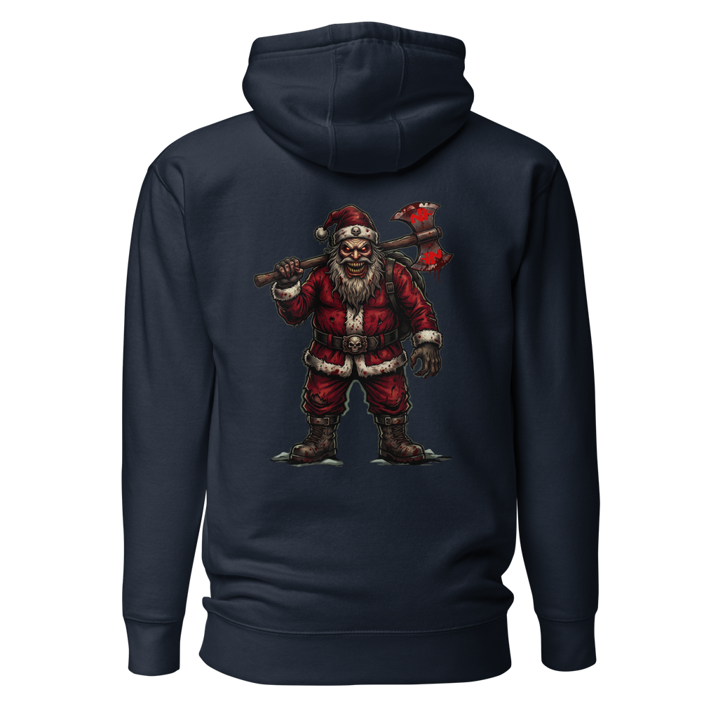 Santa Clause Signature Front & Back Unisex Hoodie, Navy Blazer, flat back