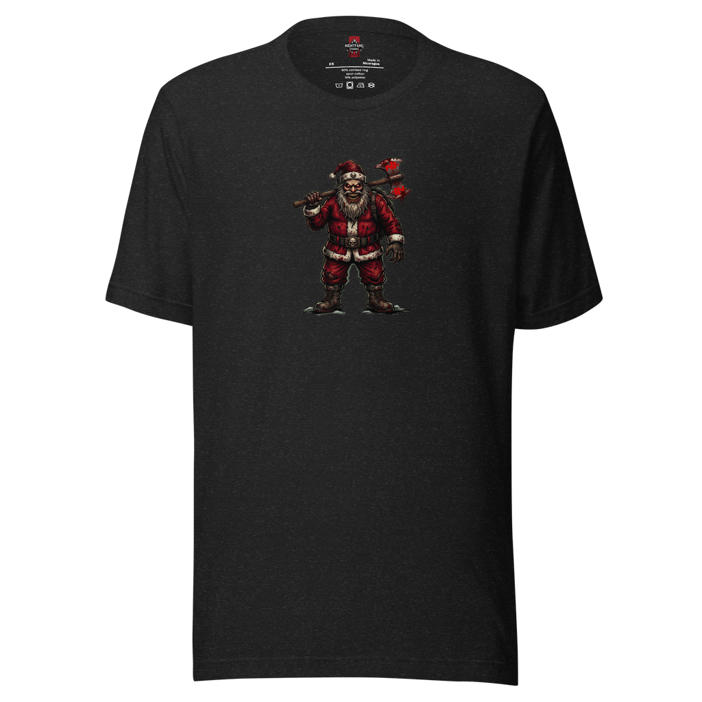 Santa Clause Unisex Tee, Black Heather, flat front
