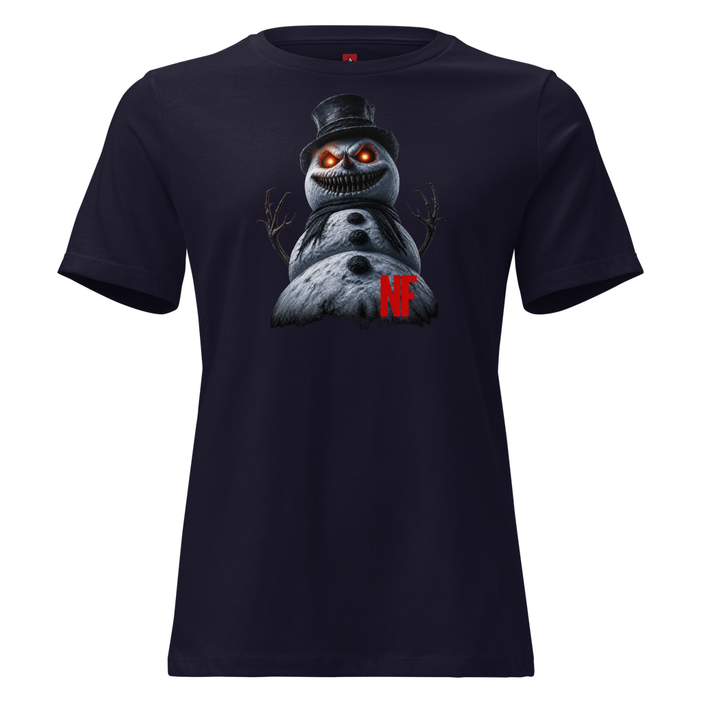 Horrible Snowman Women's Tee, Navy, flat front