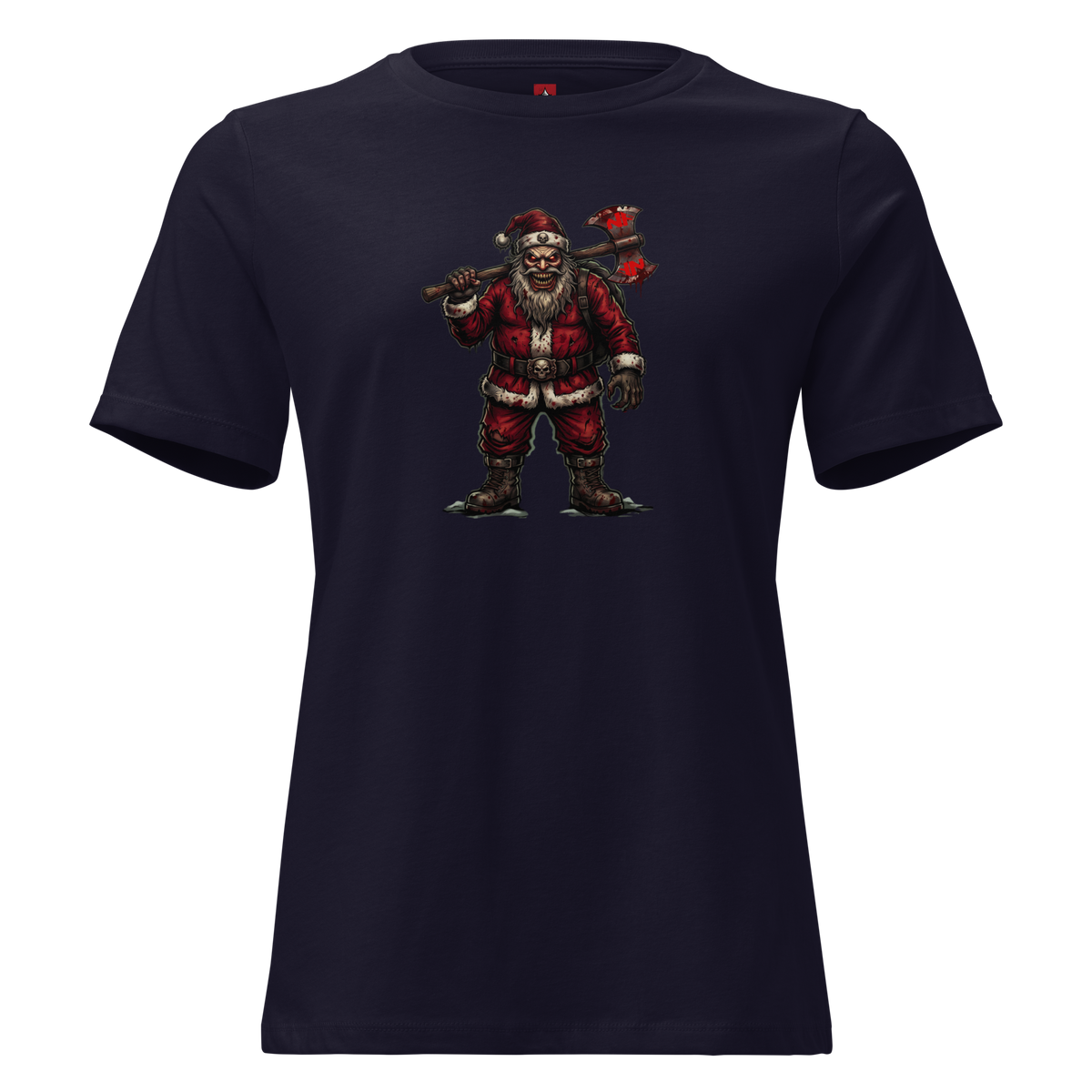 Santa Clause Women's Tee, Navy, flat front
