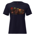 Santa's Wicked Workshop Women's Tee, Navy, flat front